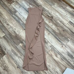 Windsor CrissCross Tan Ruffle Dress